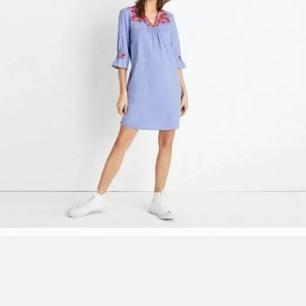 Madewell Embroidered Breeze Shift Dress Sz xs Blue